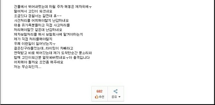 내 차 위로 떨어진 자살자 | 인스티즈