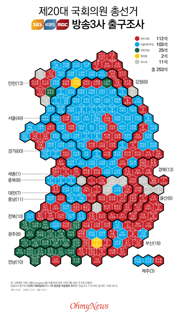 지도크기말고 지역구별로 이렇게 보니 새누리당 털린거 실감 ㅋㅋ | 인스티즈