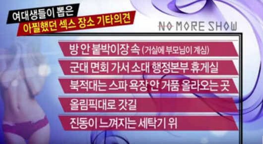 여대생들이 뽑은 아찔했던 섹스 장소 Best 5 | 인스티즈